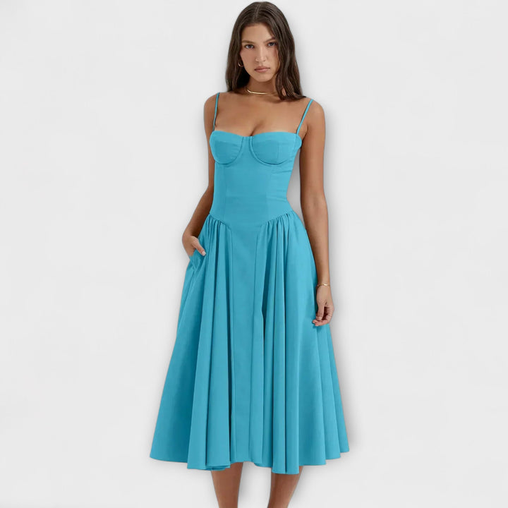 Rosalie - Elegantní bezrukávový korzetový šaty