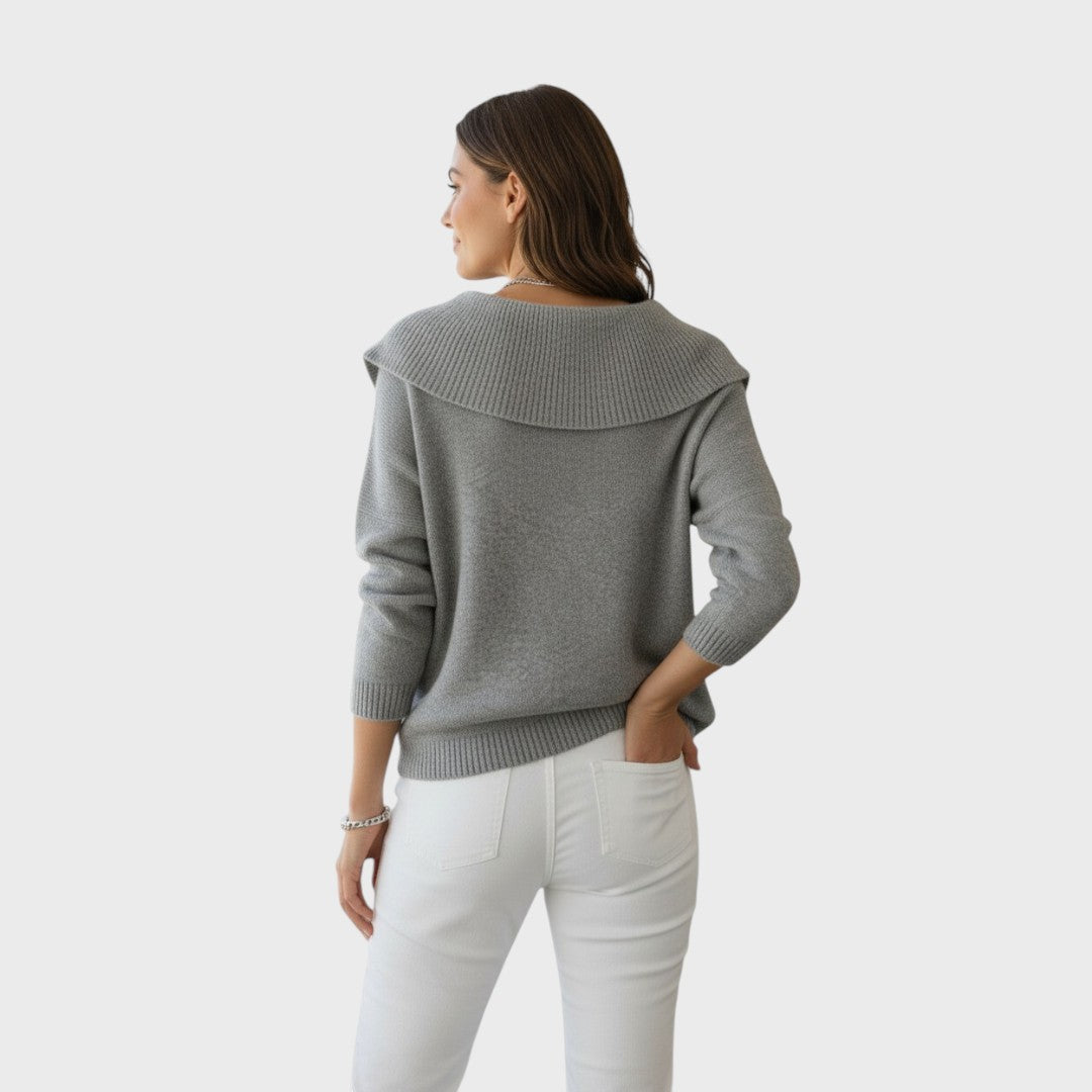 Barbora | Elegantní pletený svetr s výrazným límcem